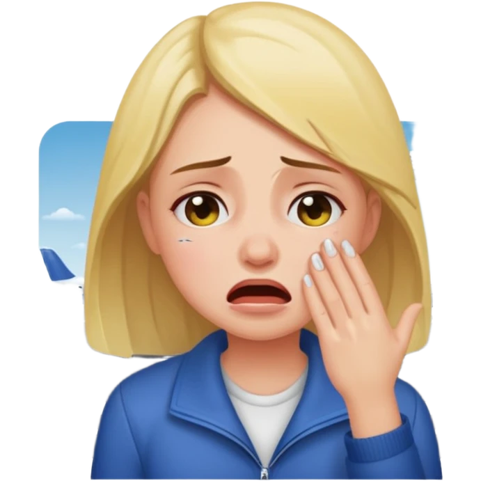 Girl crying at an airport  emoji