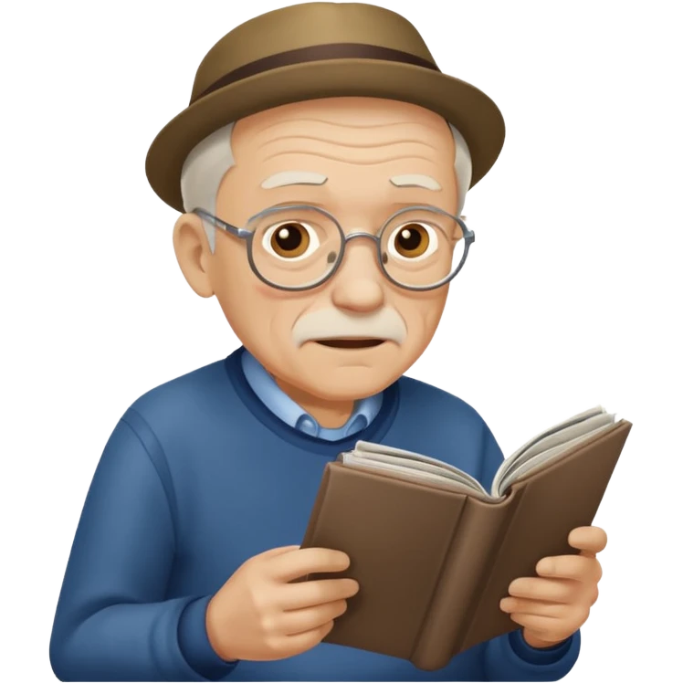 old man, reading magazine emoji