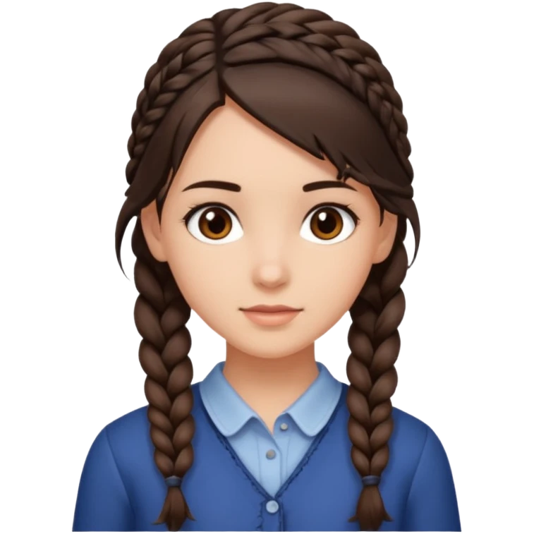 Draw me a brunette girl, with medium-length hair, dark brown eyes, and a side braid emoji