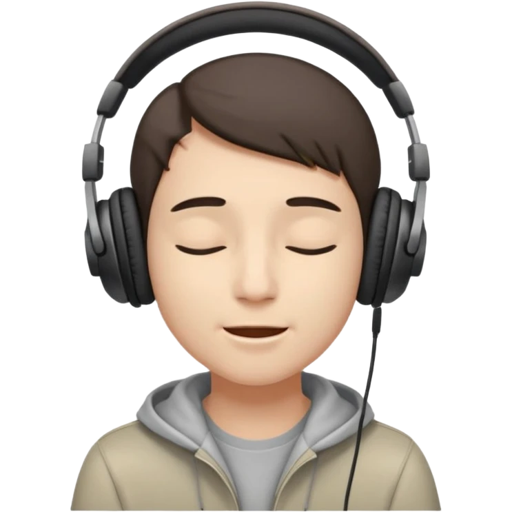 someone listing to music using headphones and closed his eyes and he is full of enjoyment emoji