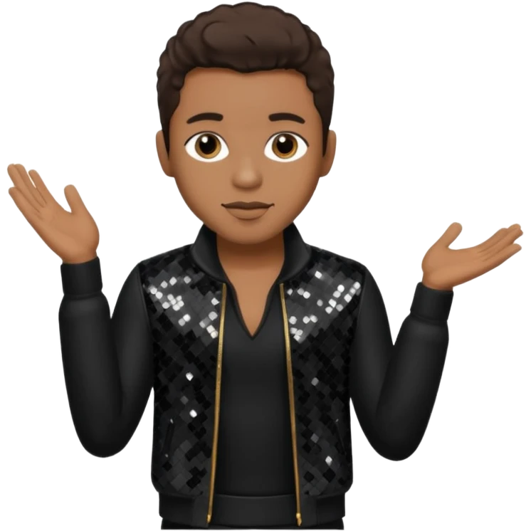 Sammie, Male R&B Singer with dark brown hair, black sequin outfit emoji