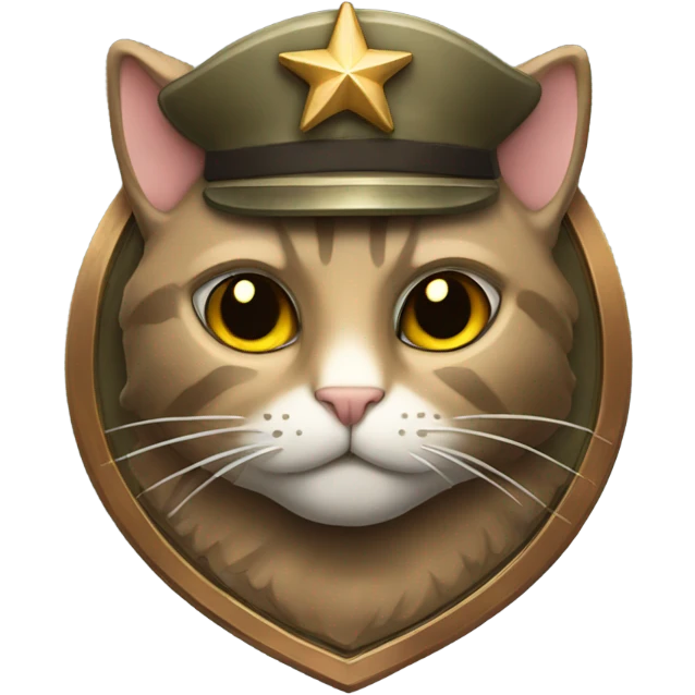 Bronze military badge with stars and an cat emoji