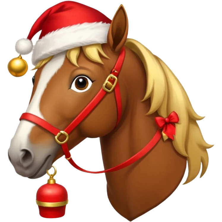 christmas brown horse with a red saddle emoji