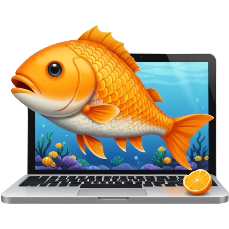 animal nature fish in a building working on a computer emoji