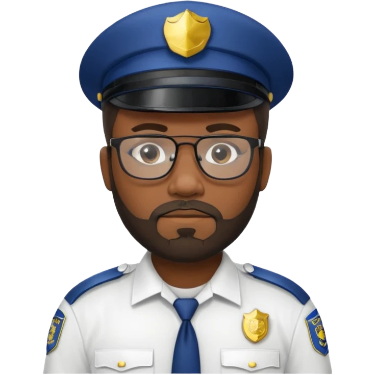 Police officer with glasses and beards(white uniform) black man emoji