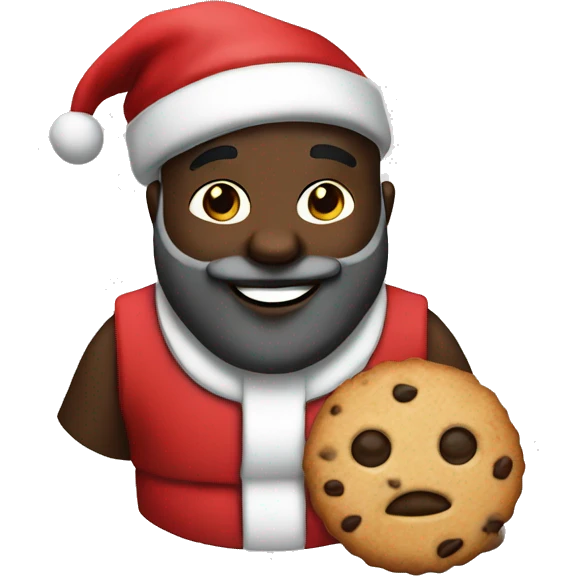 black santa with a cookie emoji
