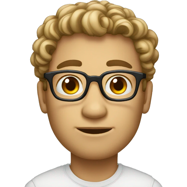A man with very small eyes, tall, short curls，Wear glasses emoji