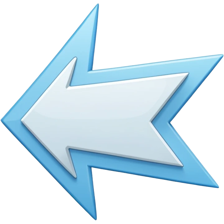 Extremely simplistic white arrow with light blue outline pointing. make the point only on one side emoji