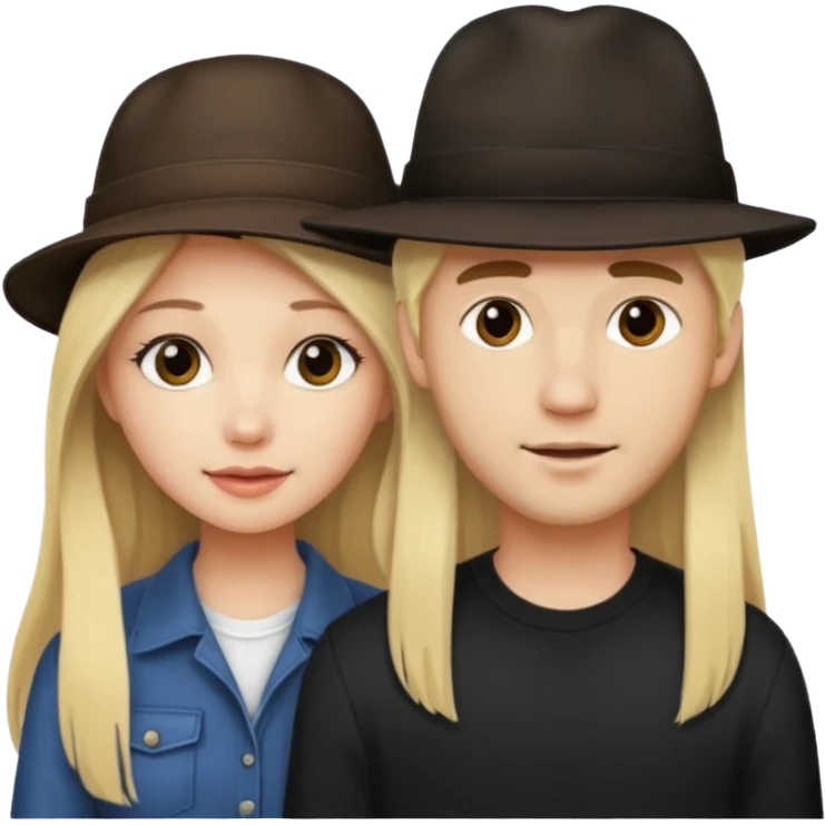 Ragazza bellissima bionda lunghi con fidanzato moro con cappello  emoji