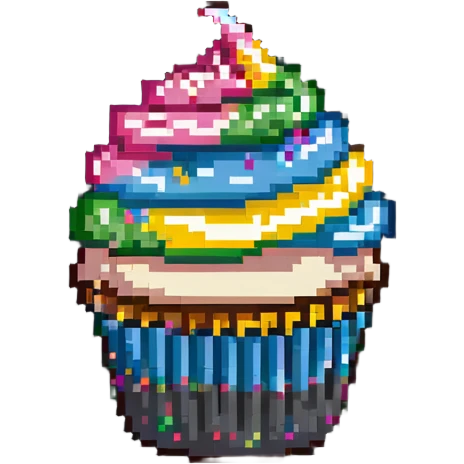 cupcake with pink frosting and rainbow sprinkles emoji
