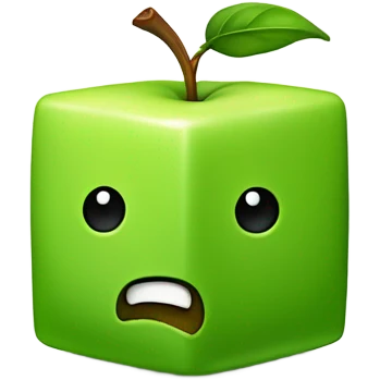 green Cube shaped Apple emoji