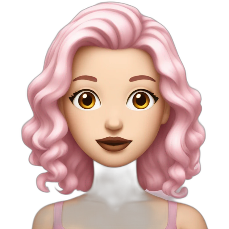 WHITE girl with  LIGHT pink hair and beaytifull pink  lips emoji