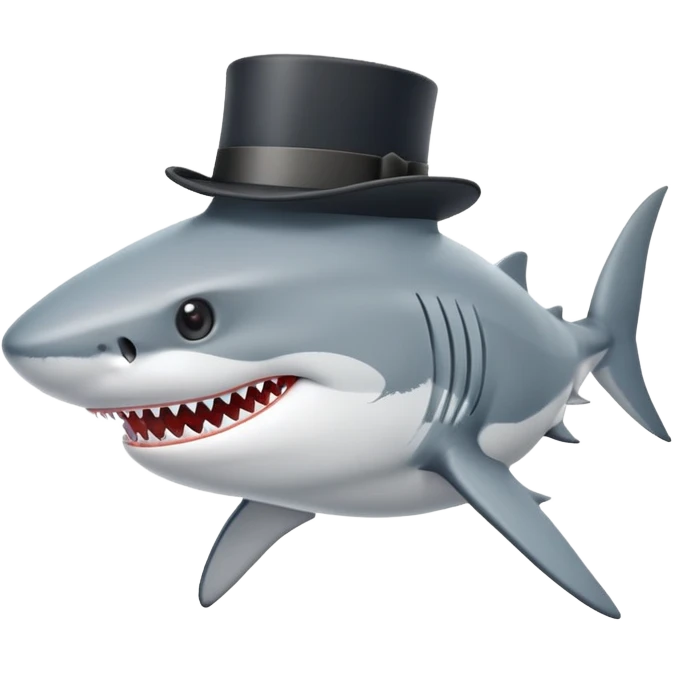Shark with a top hat emoji