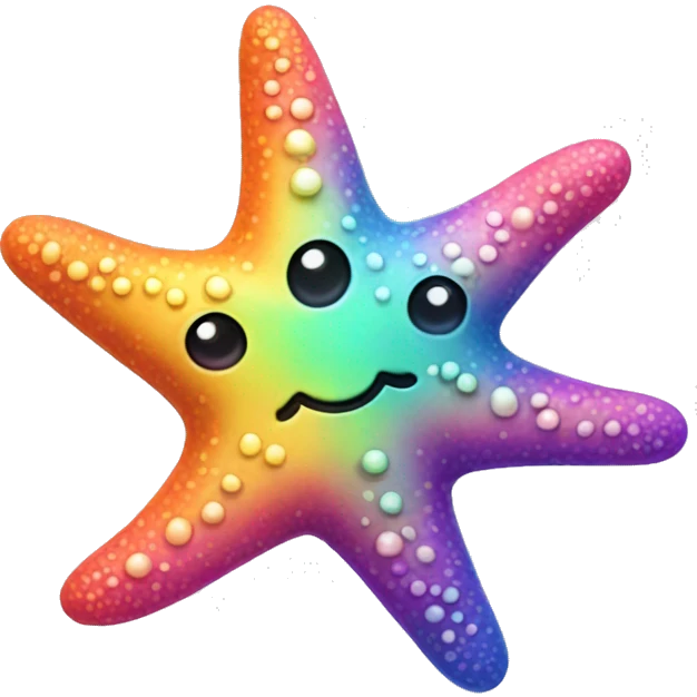 Two Deep Orange blue pink green yellow purple kawaii starfish  emoji