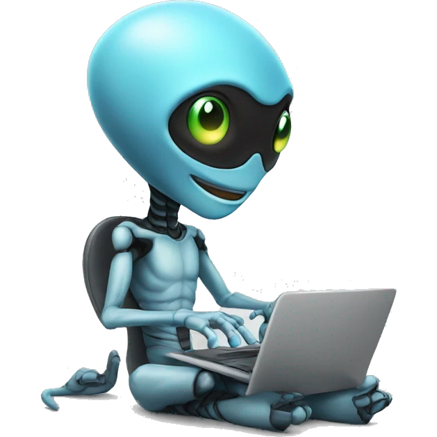 smile alien working with laptop emoji