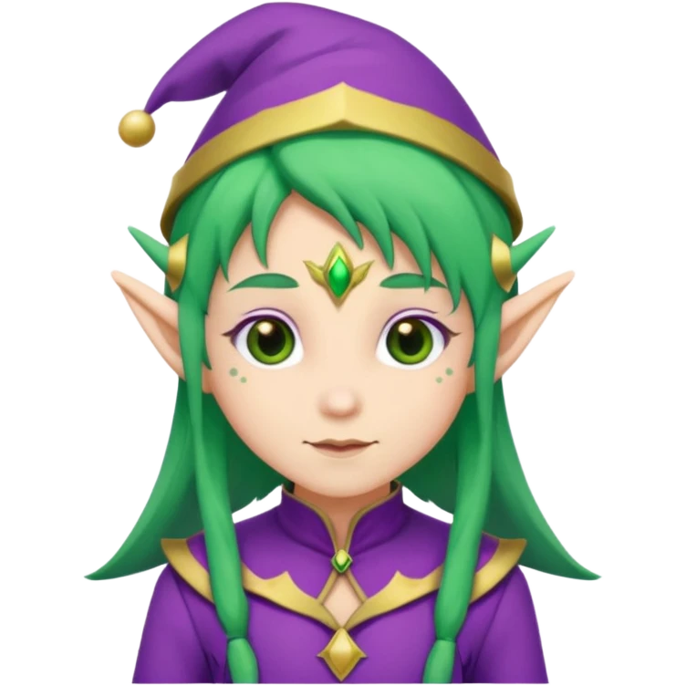 green hair elves, wearing purple  emoji
