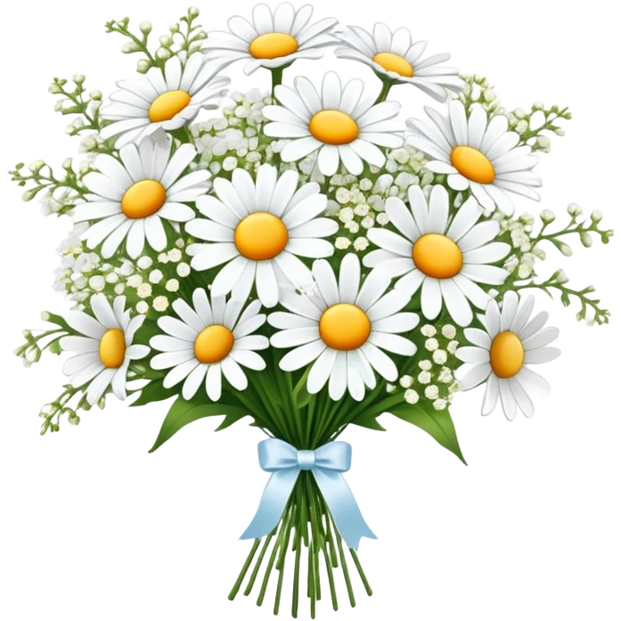 daisy and babies breath bouquet  emoji