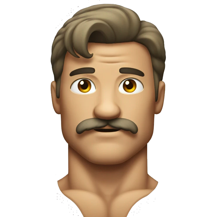 a flexing muscular man with a mustache and a mullet emoji