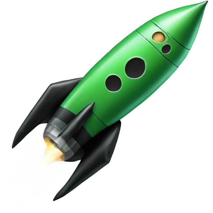 green and black rocket ship emoji