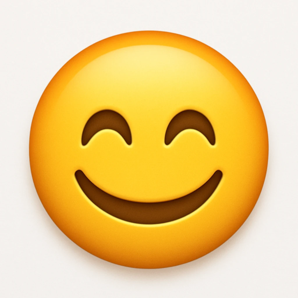 Make the lips smile, keep other features the same in the style of apple style emojis emoji