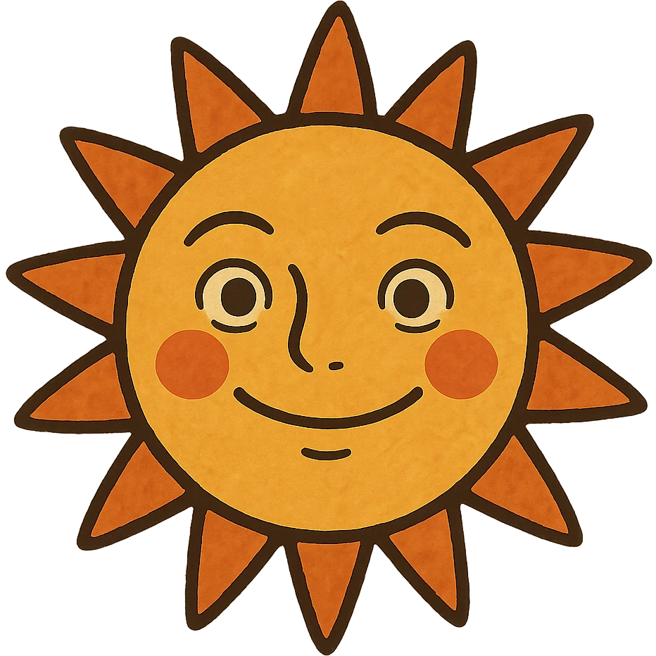 bold ghibli style icon of a sun emoji