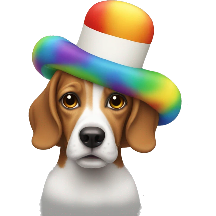 Beagle clown with rainbow afro emoji