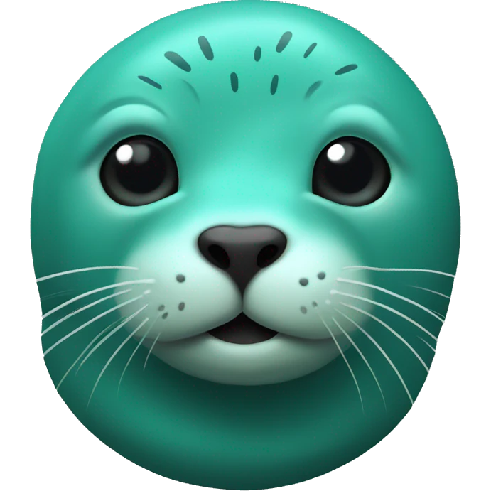 teal-coloured seal in from of boom emoji