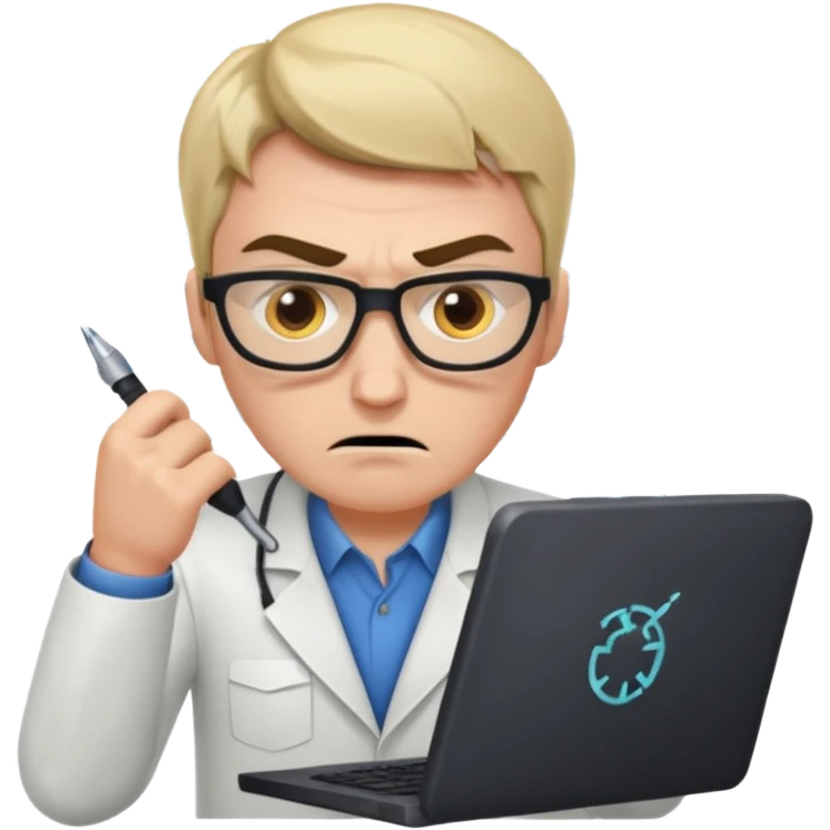 I want an emoji of a mad data scientist fixing code bugs emoji