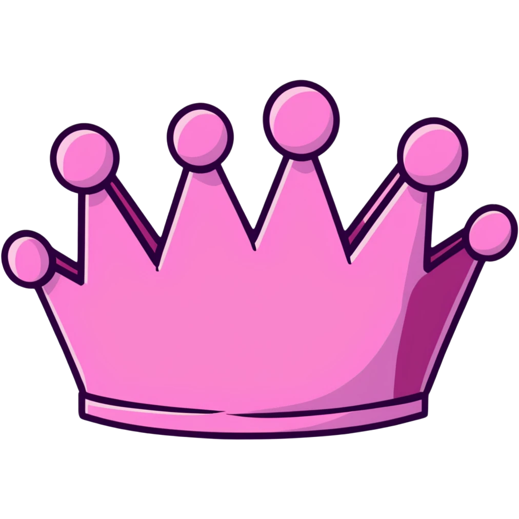 Flat icon of a pink crown with five rounded points, outlined in dark pink. emoji
