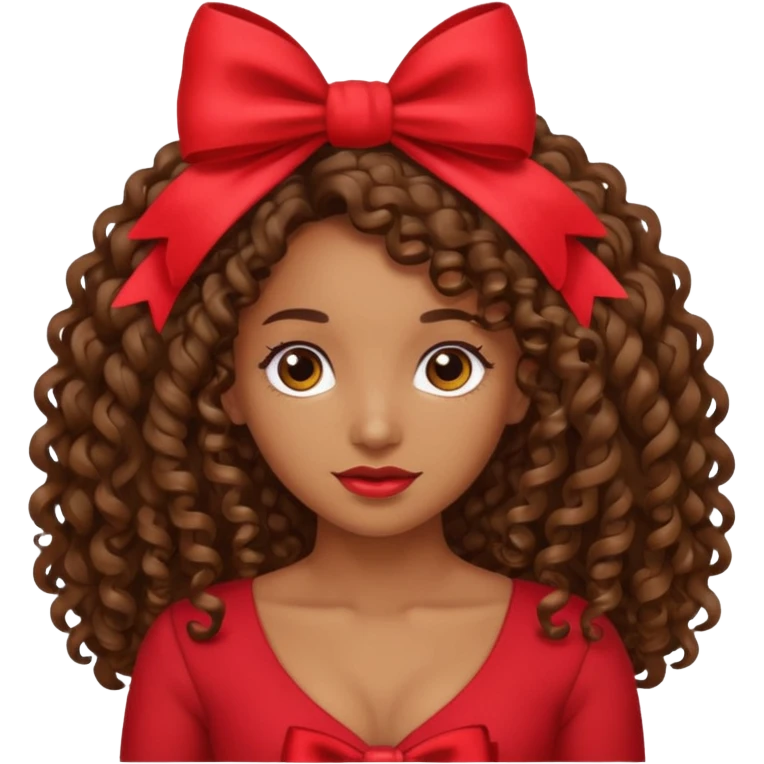👩‍🦱🎀 brown skin,curly long heir  emoji