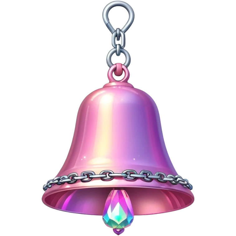 PInk iridescent Bell with chained hanging crystals  emoji