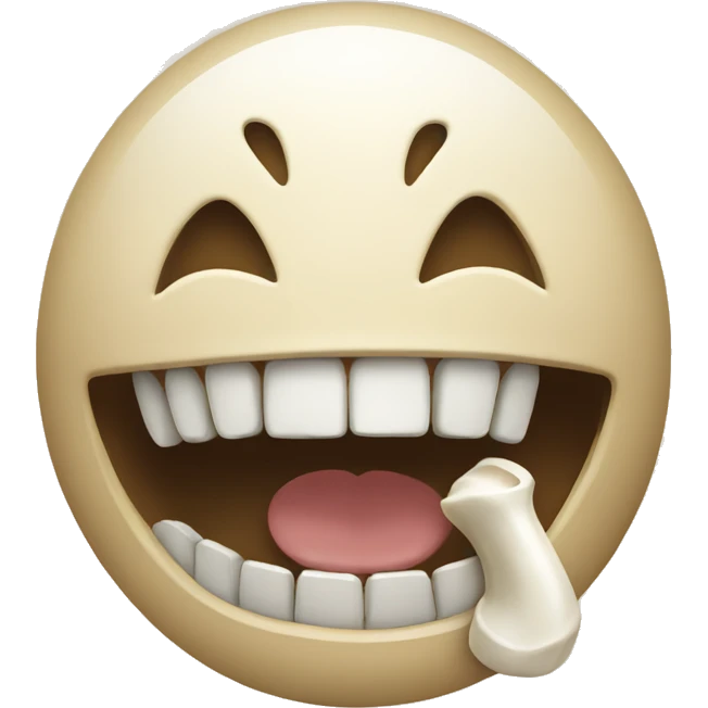 smiling emoji with bone in its mouth emoji