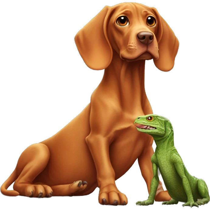 Vizsla and giant lizard  emoji