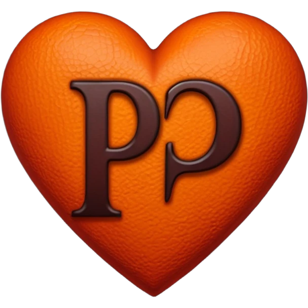 Can you make a dark orange heart with a dark red letter in the middle in a gothic style, the letter is P emoji