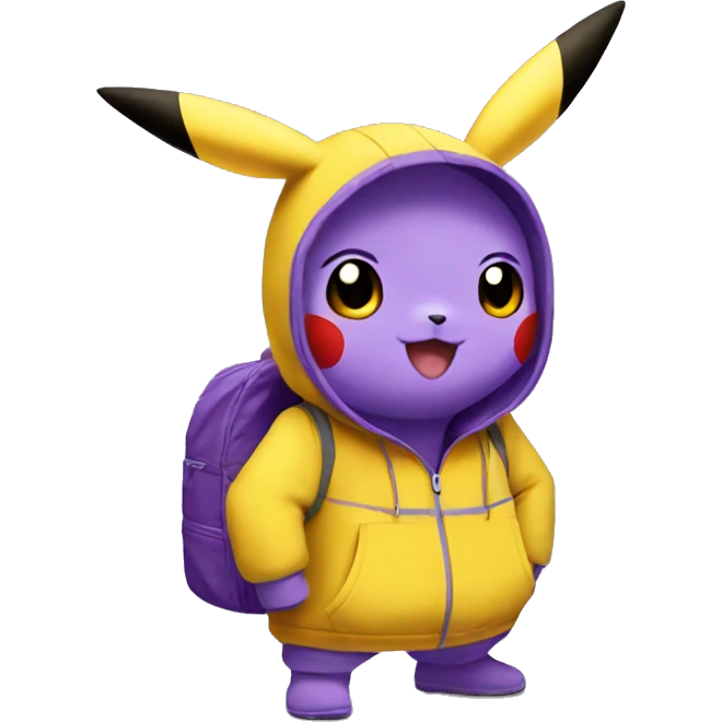 Pikachu wearing a purple nike tracksuit and wearing crocs emoji