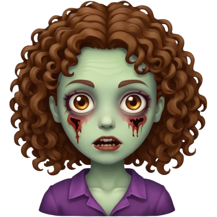 girl zombie with curly brown hair emoji