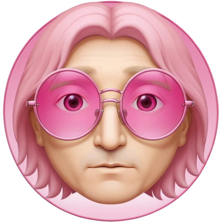 pink round glasses, circular frames with pink gradient lenses, john lennon style emoji