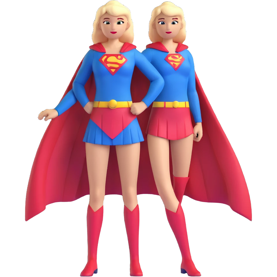 Supergirl superhero full body, blue suit with red cape and S emblem emoji
