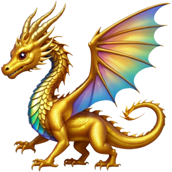 a golden dragon with two legs and two wings and one tail emoji