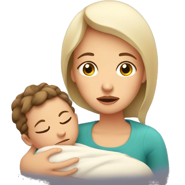 European sad mother with newborn emoji