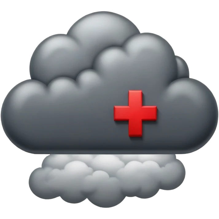 Red Cross symbol with dark storm cloud, representing negativity emoji