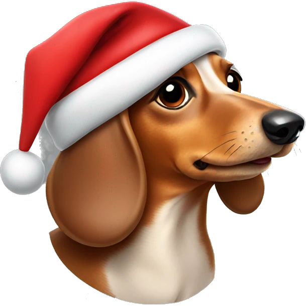 Wiener dog with Santa hat  emoji