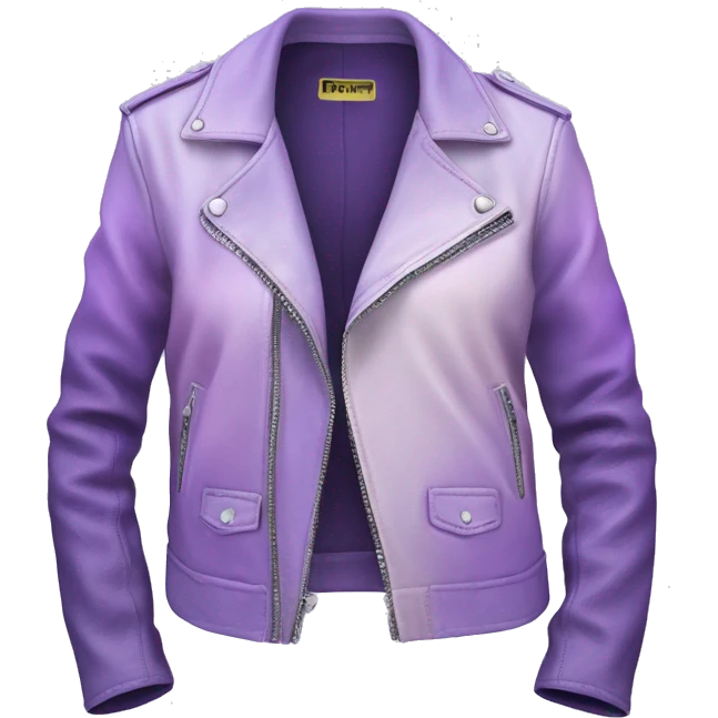 Realistic isolated side view of an open lavender to pastel purple ombre fashion leather jacket emoji