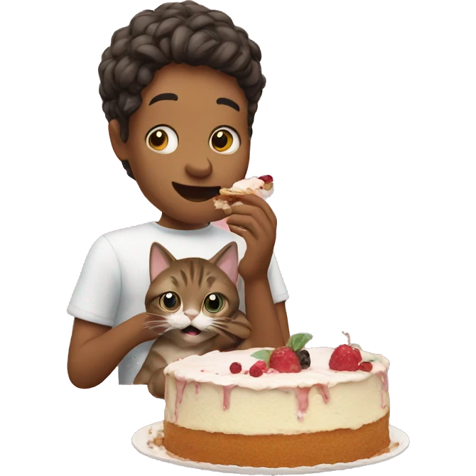 Eating cake with cat emoji