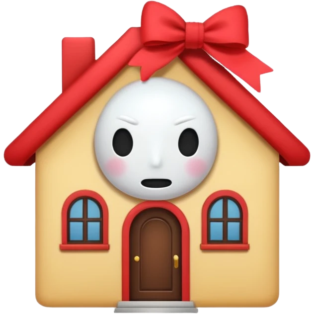 house with a bow, no face, simple and clean, emoji-like style emoji
