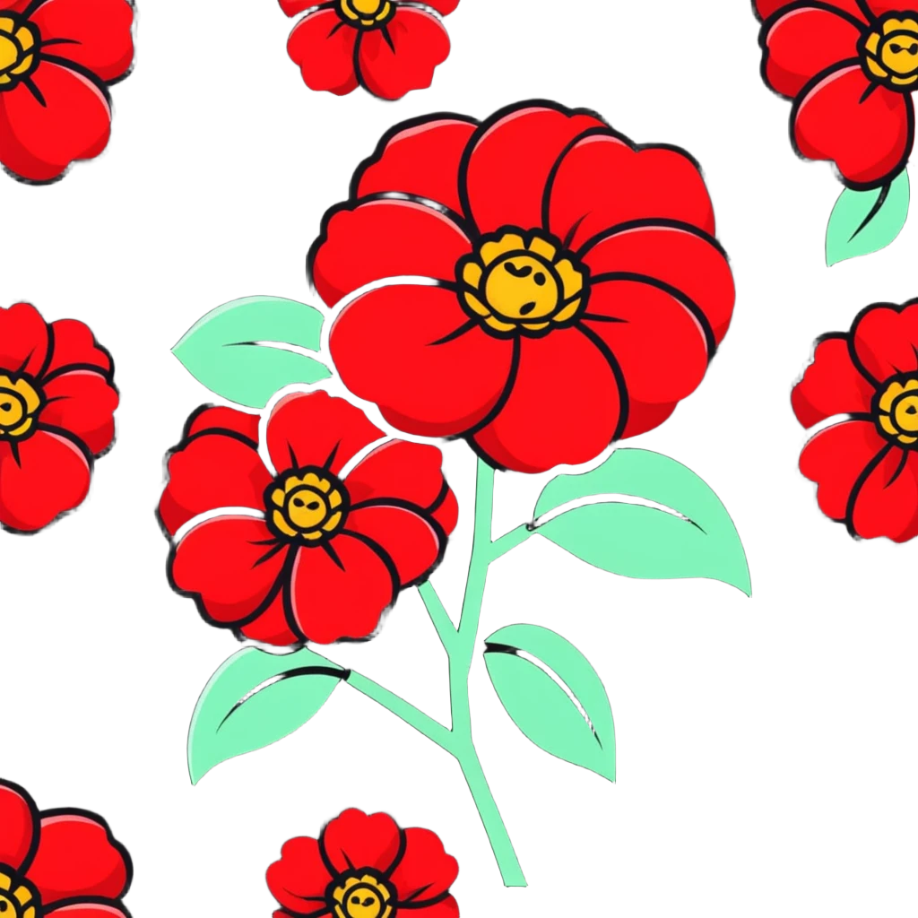 clean design red camellia with only five overlapping petals emoji