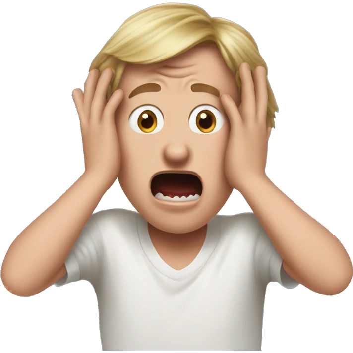 Kevin from Home Alone, putting both hands on his face and screaming of fear. bring the hands down lik he is putting on his cheeks. emoji