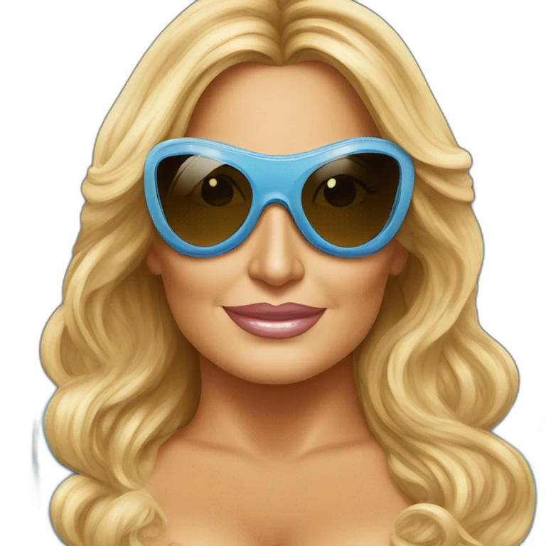 Jennifer Coolidge wearing tanning UV goggles emoji
