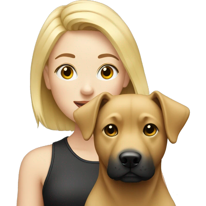 Blonde girl with black jindo dog emoji