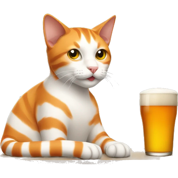 An orange and white stripped cat in a brewery  emoji
